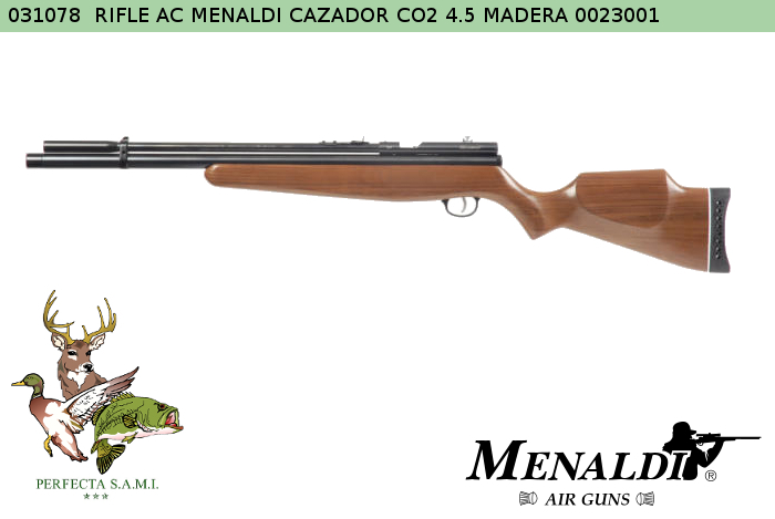 Rifle Aire Comprimido MENALDI Cazador CO2 4.5mm MADERA 0023001 - Código 031078