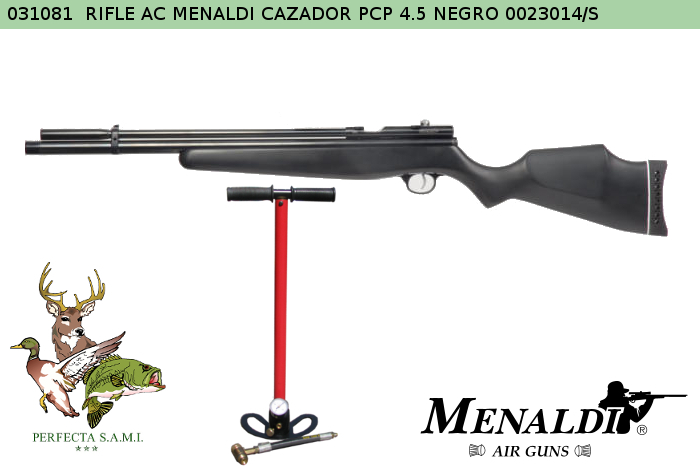 Rifle Aire Comprimido MENALDI Cazador PCP 4.5mm Negro 0023014/S - Código 031081
