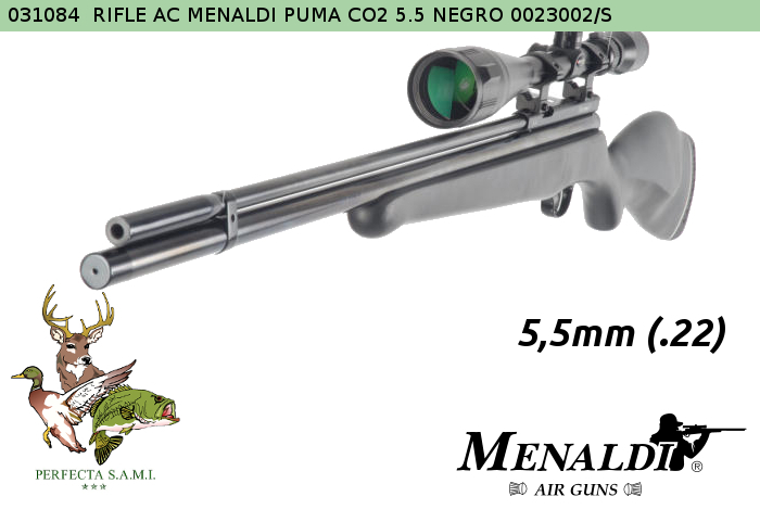 Rifle Aire Comprimido MENALDI Puma CO2 5.5mm Negro 0023002/S - Código 031084