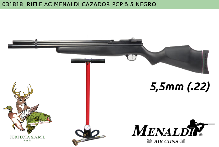 Rifle Aire Comprimido MENALDI Cazador PCP 5.5mm Negro - Código 031818