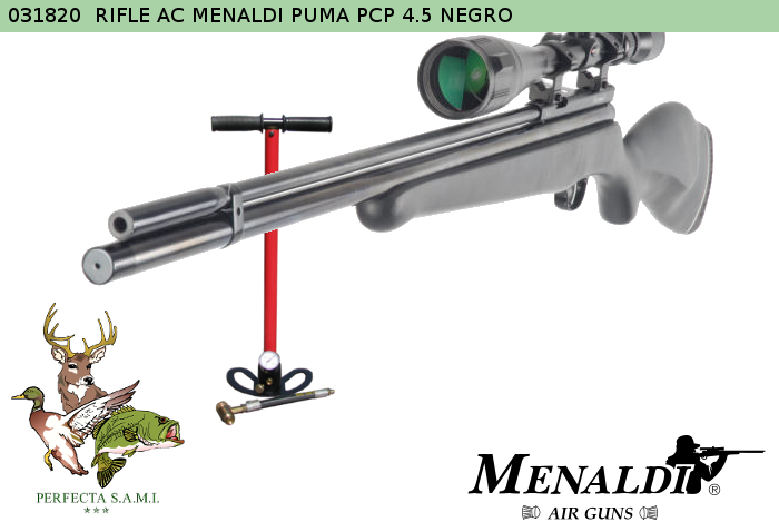 Rifle Aire Comprimido MENALDI Puma PCP 4.5mm Negro - Código 031820 - Código 031078